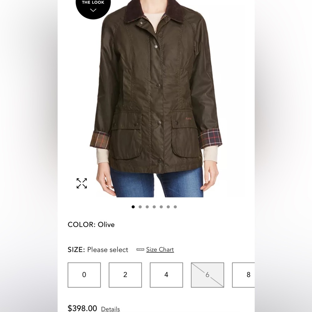 Barbour Beadnell Classic Waxed Jacket size 6 UK